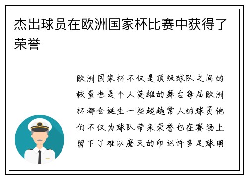 杰出球员在欧洲国家杯比赛中获得了荣誉